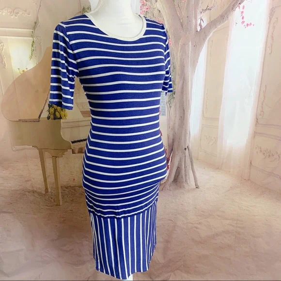 NEW Lularoe Julia blue panel strip dr… - Picture 2 of 7